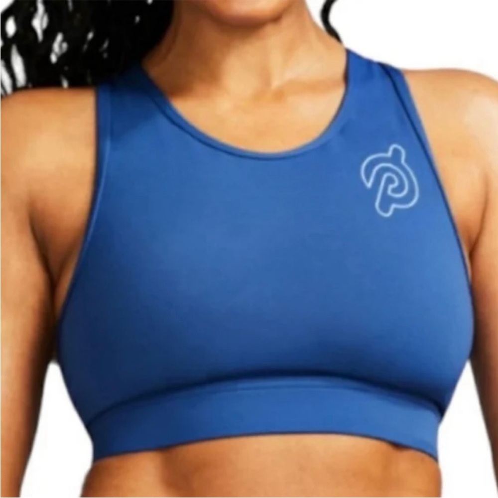 NEW Peloton Womens High Neck Racerback Sports Bra Blue Medium Support NWT Size S